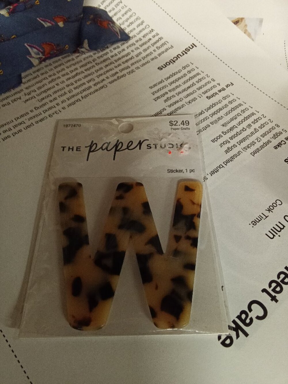 The Paper Studio Tortoise Shell Letter W Sticker - 25% Off When You Bundle 5+